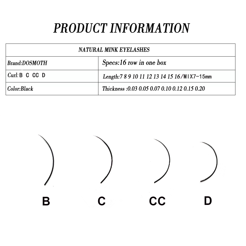 DOSMOTH 10 Caixas 16 Fileiras  - Eyelash Extension For Asian Eyes avaliação e preço